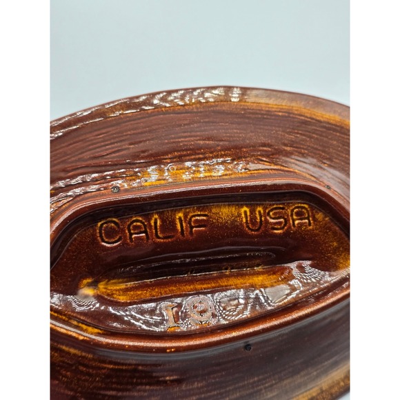 Vintage California Pottery MCM Ashtray 10" Abstract Geometric Leaf Ceramic Dish - Picture 8 of 11